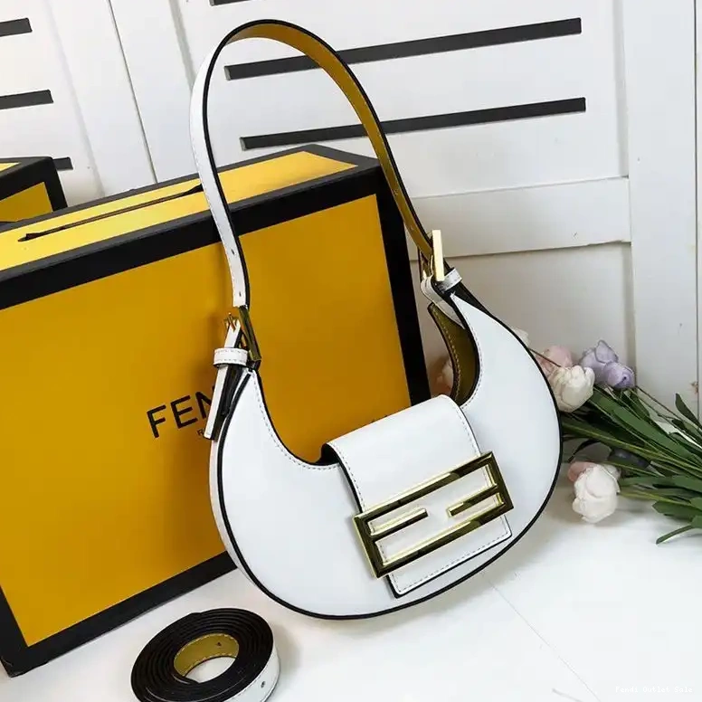 Cheap Fendi Cookie In Leather Mini White Hobo Bag Calf 0522